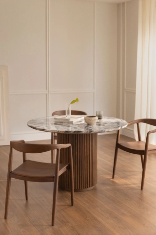 Okrągły stół jadalniany z naturalnego kamienia i drewna mango Giselda(Ø120 cm)