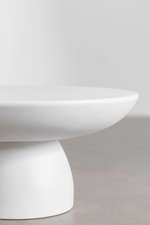 Okrągły stolik kawowy Ø70 cm z cementu Zenadia biały