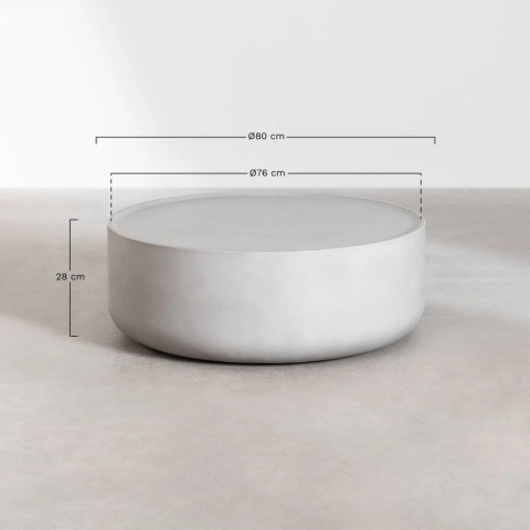 Okrągły stolik kawowy Ø80 cm z cementu Darwys Sand Grey