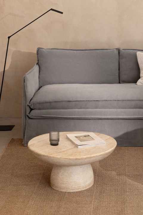 Okrągły stolik kawowy z cementu w wyglądzie trawertynu (Ø70 cm) Zenadia