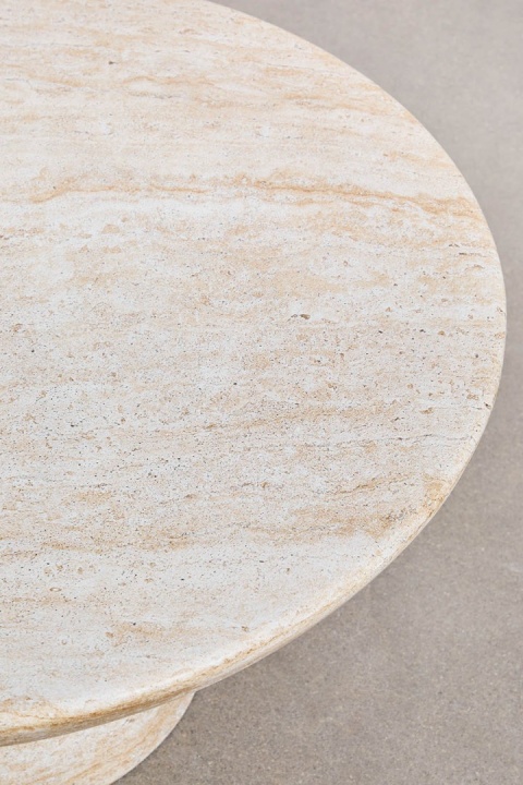 Okrągły stolik kawowy z cementu w wyglądzie trawertynu (Ø70 cm) Zenadia
