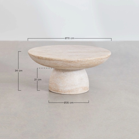 Okrągły stolik kawowy z cementu w wyglądzie trawertynu (Ø70 cm) Zenadia