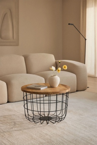 Okrągły stolik kawowy z drewna mango i stali (ø62 cm) Ket czarny