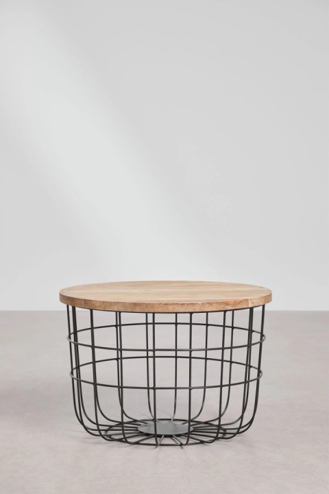 Okrągły stolik kawowy z drewna mango i stali (ø62 cm) Ket czarny