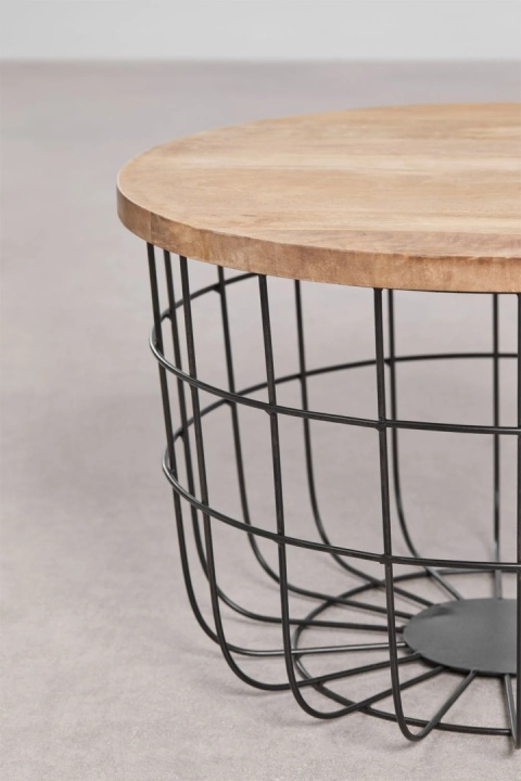 Okrągły stolik kawowy z drewna mango i stali (ø62 cm) Ket czarny