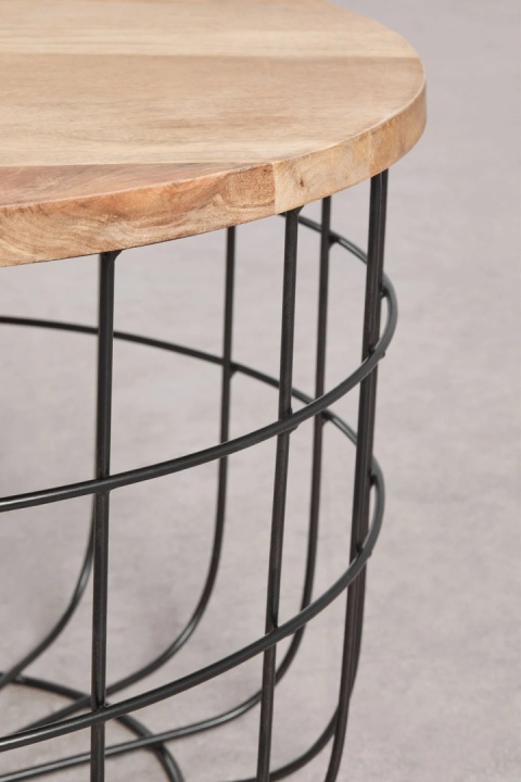 Okrągły stolik kawowy z drewna mango i stali (ø62 cm) Ket czarny