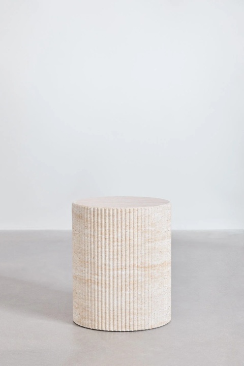 Okrągły stolik pomocniczy Ø40 cm w stylu cementu trawertyn Velia