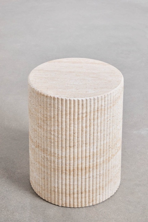 Okrągły stolik pomocniczy Ø40 cm w stylu cementu trawertyn Velia