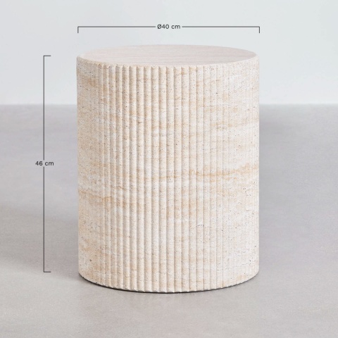 Okrągły stolik pomocniczy Ø40 cm w stylu cementu trawertyn Velia