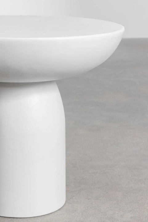 Okrągły stolik pomocniczy Ø50 cm z cementu Zenadia biały