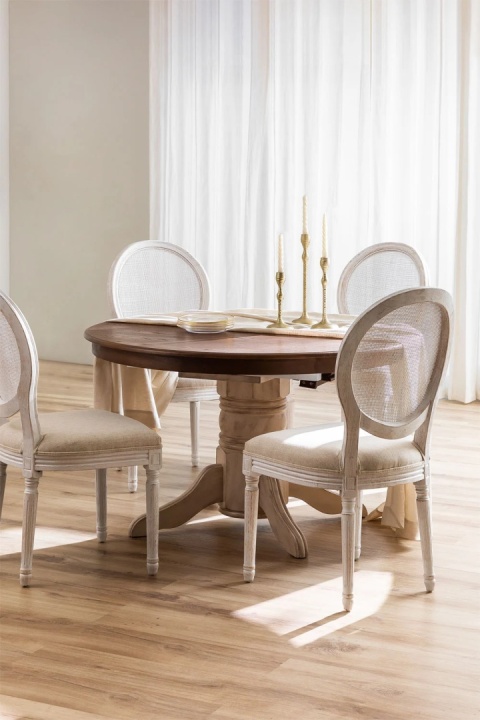 Rozkładany owalny stół jadalniany 130-180x120 cm z drewna Ektra