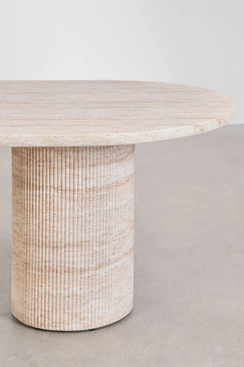 Owalny stół jadalniany 220x100 cm w wyglądzie cementu trawertyn Velia