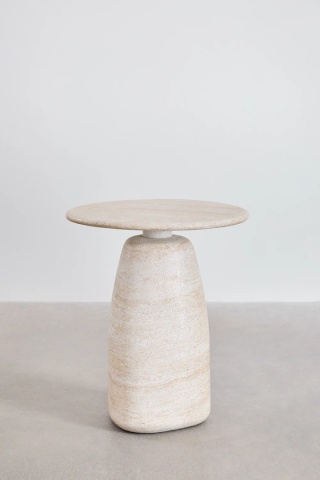 Produkt bez Okrągły stolik pomocniczy w wyglądzie betonu travertyn Grebik typ A