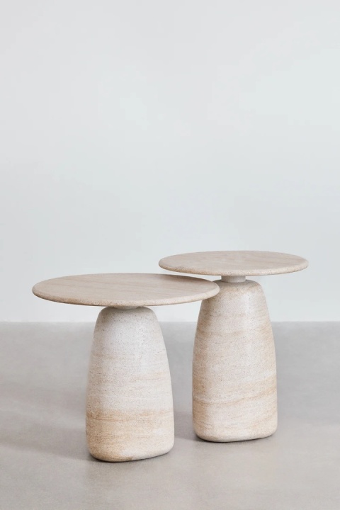 Produkt bez Okrągły stolik pomocniczy w wyglądzie betonu travertyn Grebik typ A