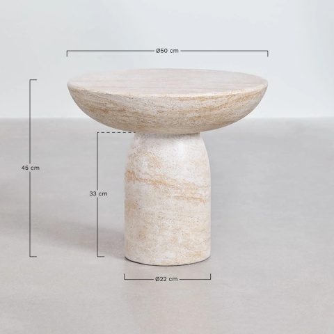 Okrągły stolik pomocniczy Ø50 cm w stylu cementu trawertyn Zenadia