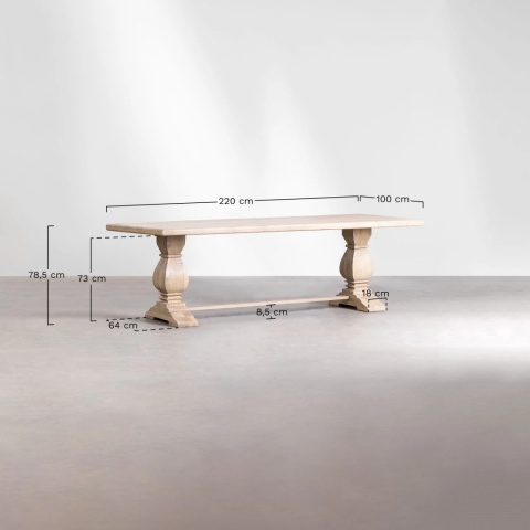 Prostokątny stół do jadalni z drewna mango (220x100 cm) Sanzia