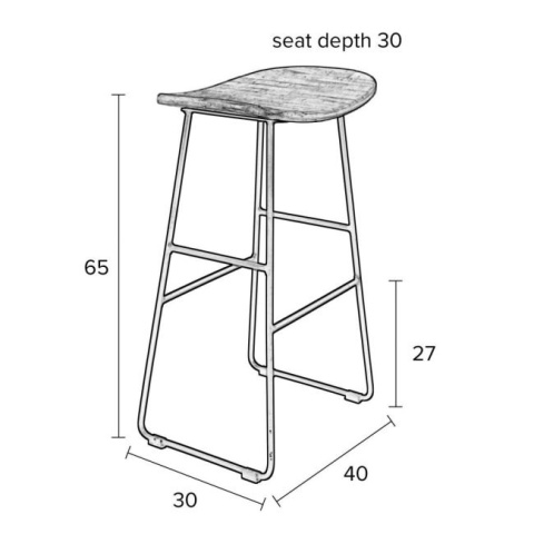 Stołek barowy niski TANGLE naturalny