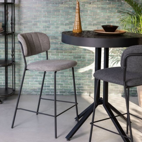 Zestaw 2 stołków barowych JOLIEN czarny szary White Label Living