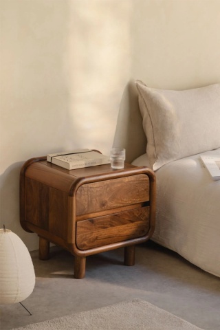 Gina stolik nocny 50x45 cm z drewna mango