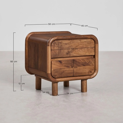 Gina stolik nocny 50x45 cm z drewna mango