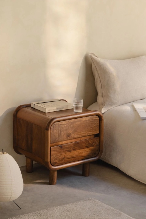 Zestaw 2 stolików nocnych 50x45 cm z drewna mango Gina