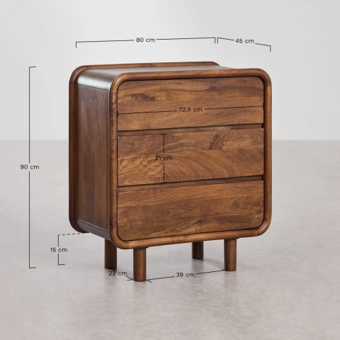 Komoda z 3 szufladami z drewna mango GinaProdukt bez nazwy