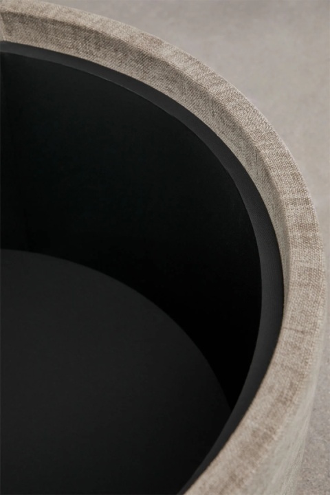 Okrągły tapicerowany puf Berkeleni z tacką i schowkiem ciemnoszary Ø40 cm