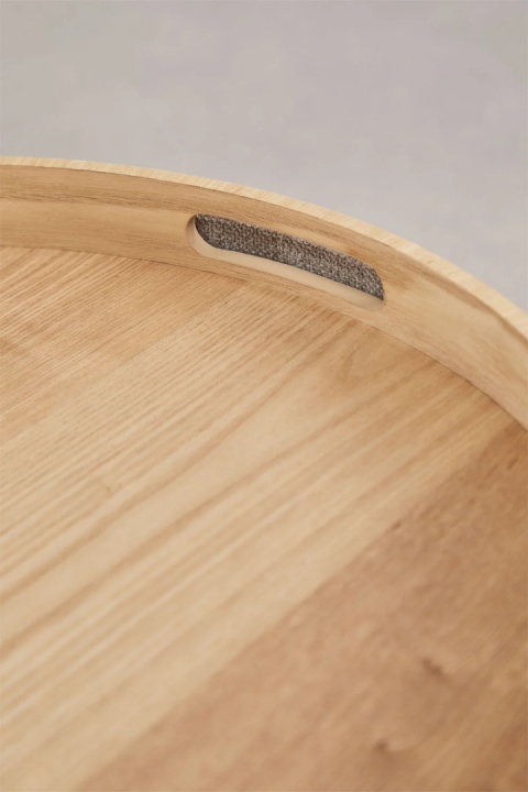 Okrągły tapicerowany puf Berkeleni z tacką i schowkiem ciemnoszary Ø40 cm