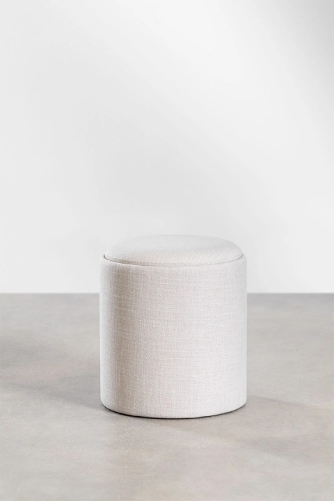 Okrągły tapicerowany puf Berkeleni z tacką i schowkiem jasnoszary Ø40 cm