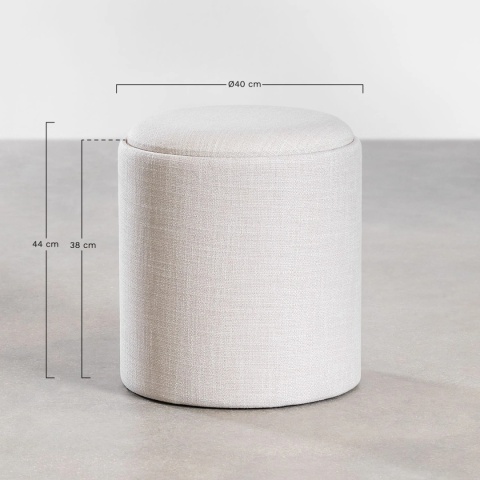 Okrągły tapicerowany puf Berkeleni z tacką i schowkiem ciemnoszary Ø40 cm