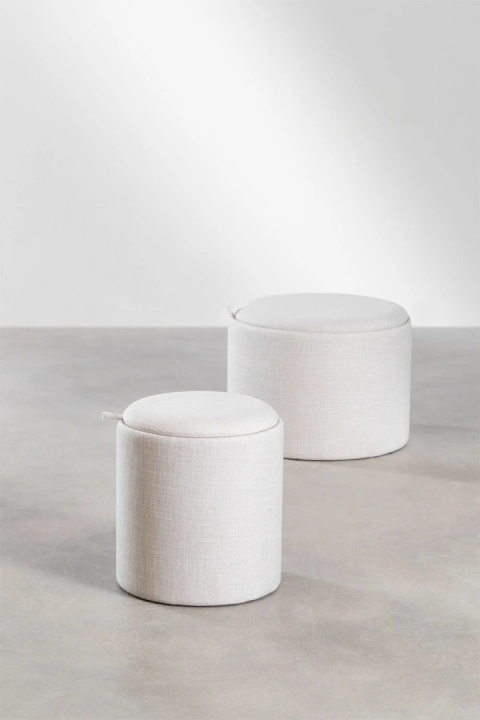 Okrągły tapicerowany puf Berkeleni z tacką i schowkiem jasnoszary Ø55 cm