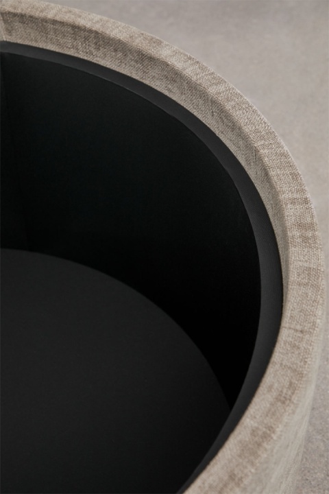 Okrągły tapicerowany puf Berkeleni z tacką i schowkiem ciemnoszary Ø55 cm