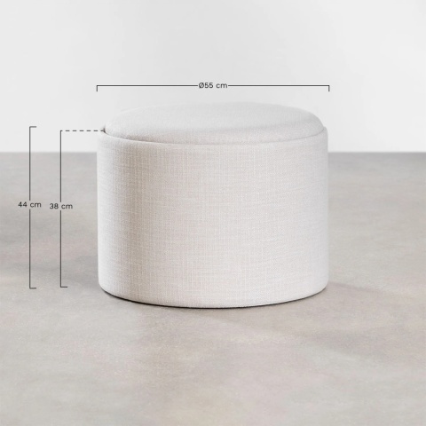 Okrągły tapicerowany puf Berkeleni z tacką i schowkiem ciemnoszary Ø55 cm