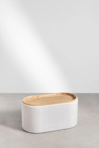 Owalny lniany stolik kawowy z tacą i schowkiem Berkeleni