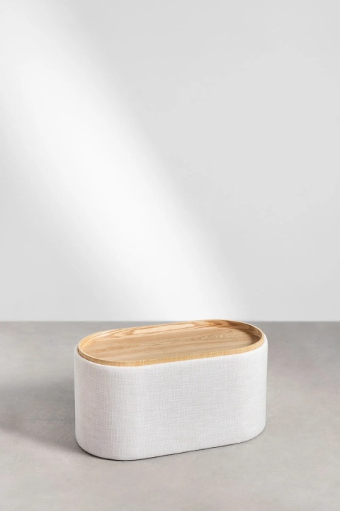 Owalny lniany stolik kawowy z tacą i schowkiem Berkeleni