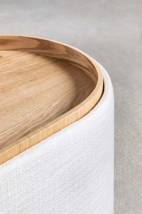 Owalny lniany stolik kawowy z tacą i schowkiem Berkeleni