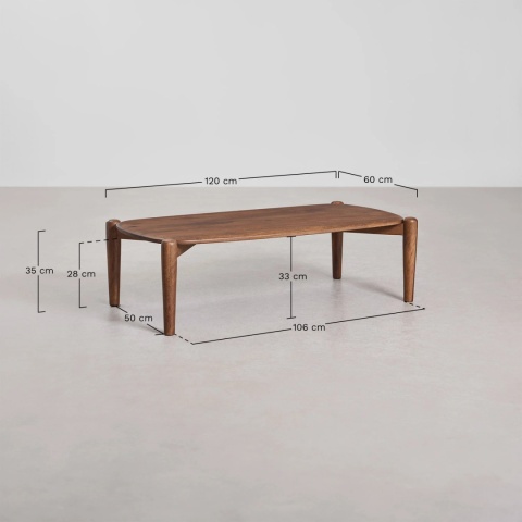 Prostokątny stolik kawowy 120x60 cm z drewna mango Gina