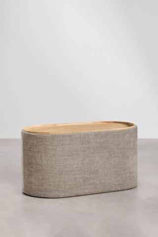 Pufa owalna 70 cm z tacą i tapicerowanym schowkiem Berkeleni