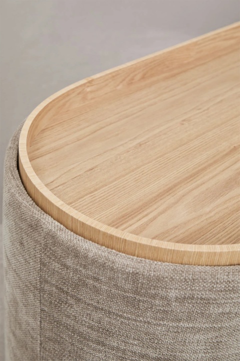 Pufa owalna 70 cm z tacą i tapicerowanym schowkiem Berkeleni