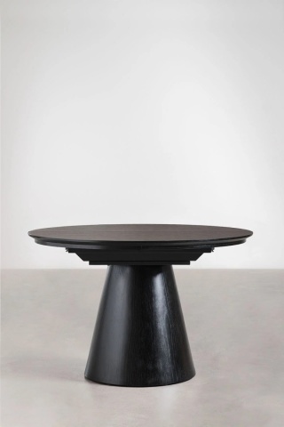 Stół jadalny okrągły 120-160x120 cm rozkładany Montana czarny