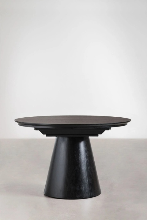 Stół jadalny okrągły 120-160x120 cm rozkładany Montana czarny