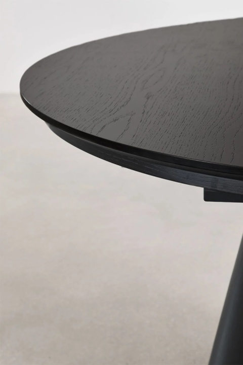 Stół jadalny okrągły 120-160x120 cm rozkładany Montana czarny