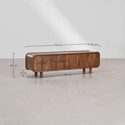 Szafka RTV 175x45 cm z drewna mango Gina